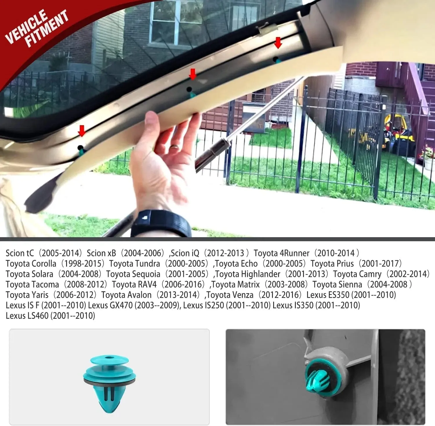 100 Pcs Head 18.4mm Hole 9mm Trim Door Panel Retainer Clips, Car Push Fastener Clips for Corolla Camry Sequoia Tundra Tacoma, Replace 90467-10188, 90467-A0005