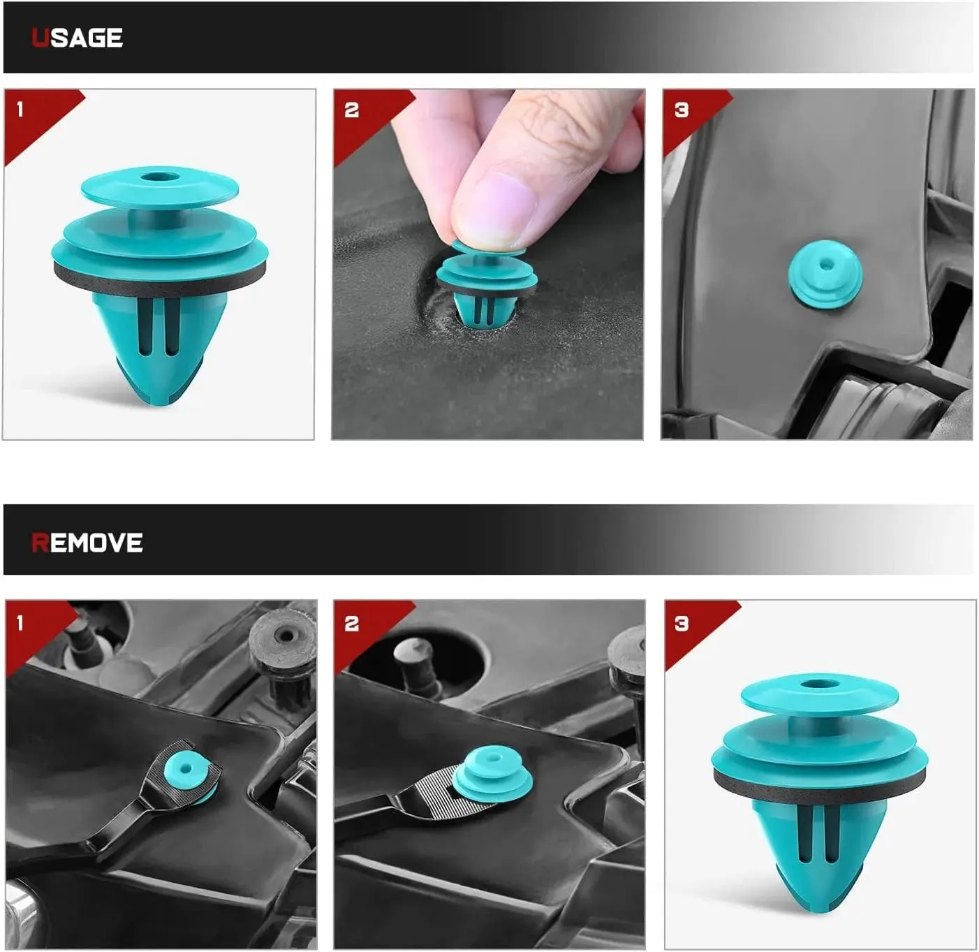100 Pcs Head 18.4mm Hole 9mm Trim Door Panel Retainer Clips, Car Push Fastener Clips for Corolla Camry Sequoia Tundra Tacoma, Replace 90467-10188, 90467-A0005