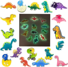 18 Pcs Glow In The Dark Dinosaur Shoe Charms, Dino Shoe Charm for Adults Kawaii Cartoon Dino Cute Accessories Pins