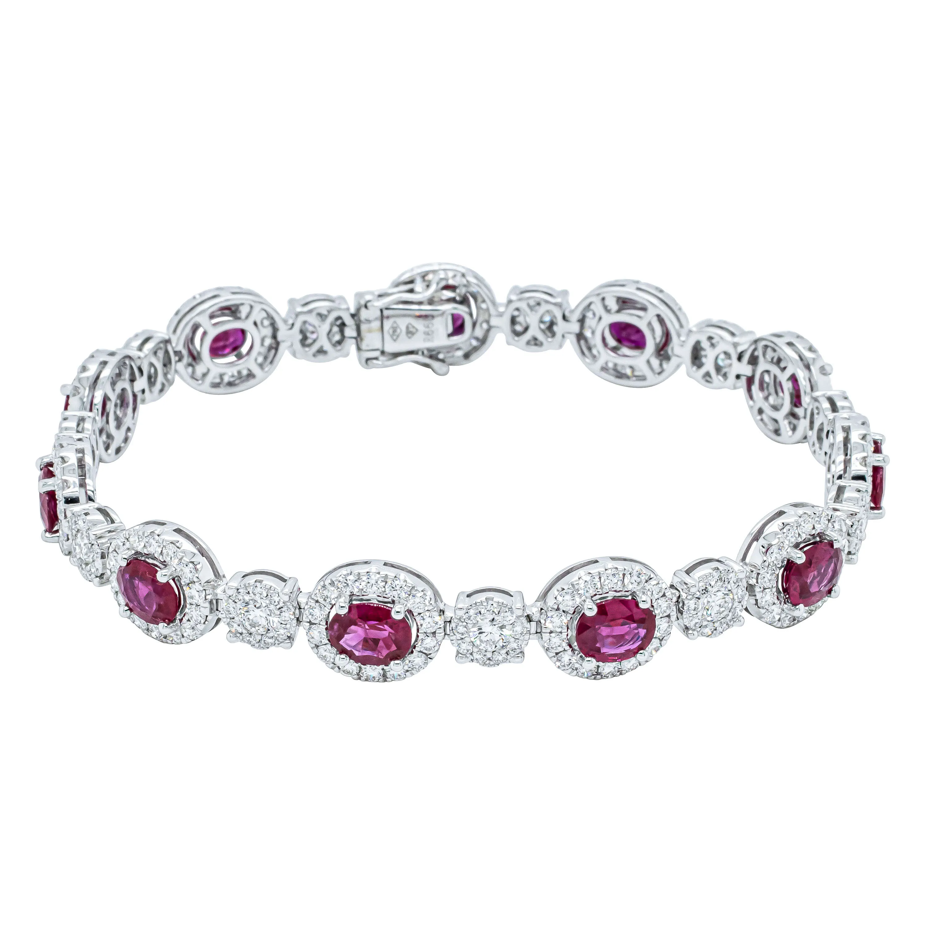 18ct White Gold 6.60ct Ruby & Diamond Tennis Bracelet