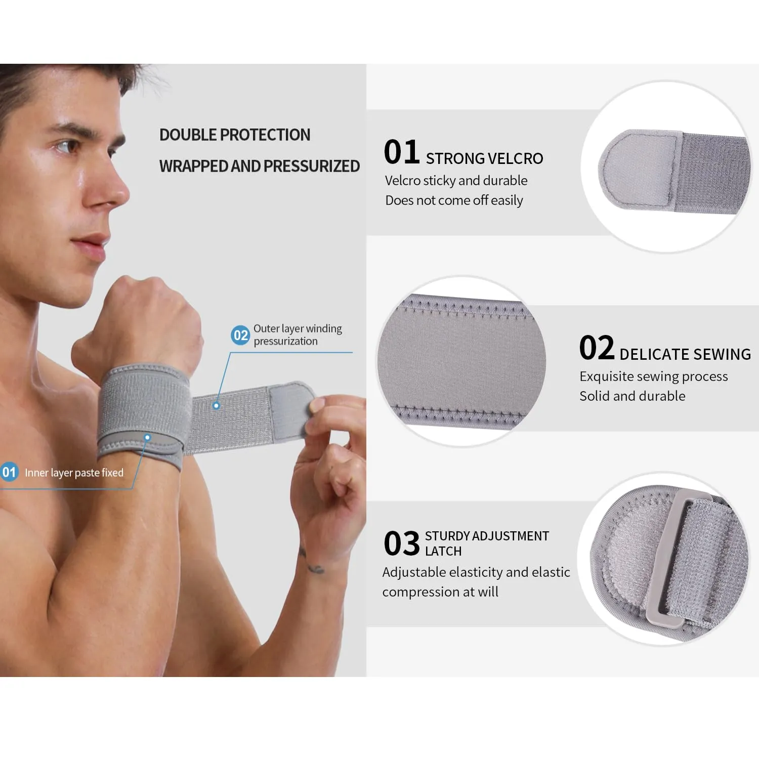 2 Pack Wrist Wraps for Sports Protection and Pain Relief, Adjustable Wrist Support Strap for Tendonitis, Working Out, Weightlifting,Strength Training,Kettlebell,Unisex(Skin)