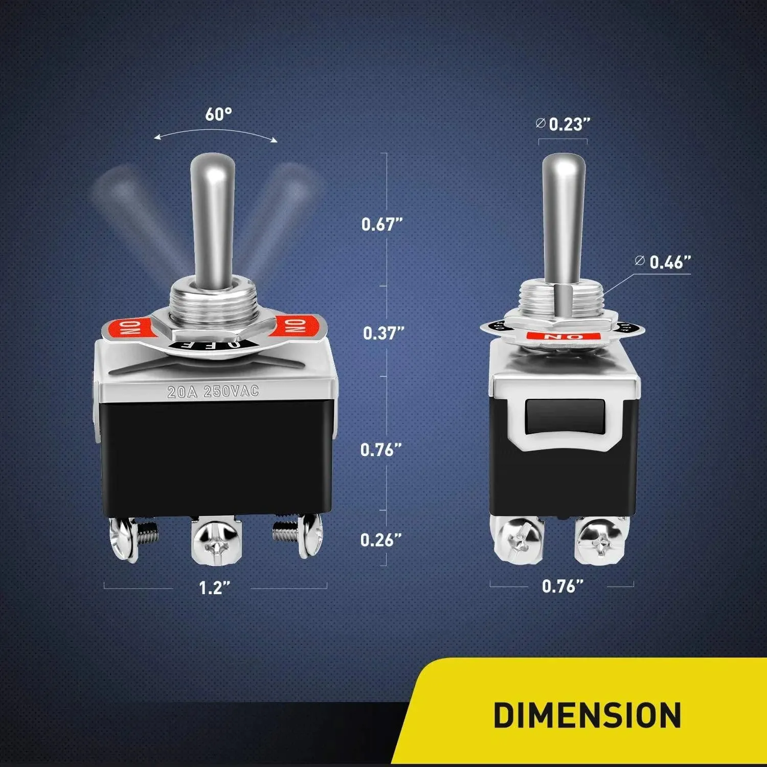 5Pack 6Pin ON-OFF-ON DPDT Toggle Switch