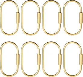 8 Packs Screw Lock Keychain, Gold Brass Key Ring, Gold Carabiner Clip with Secure Locking Screw Design, Simple Heavy Duty Car Key Organizer for Keys, Bags, Accessories, Luggage Tags, Pet Collar Clips