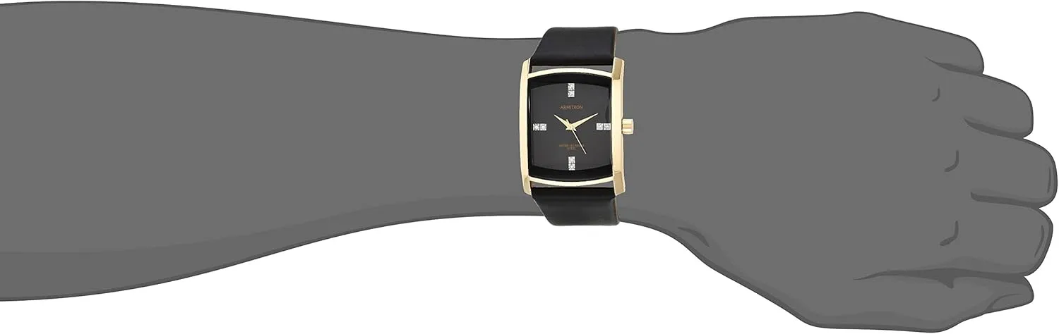 Armitron Men's Genuine Crystal Accented Leather Strap Watch