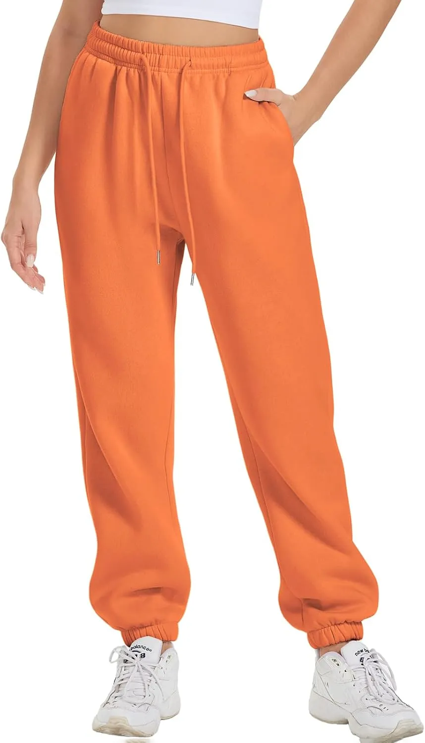ATHMILE Sweatpants Women Fleece Pockets Winter Fall Fashion Baggy Lounge Pants Joggers