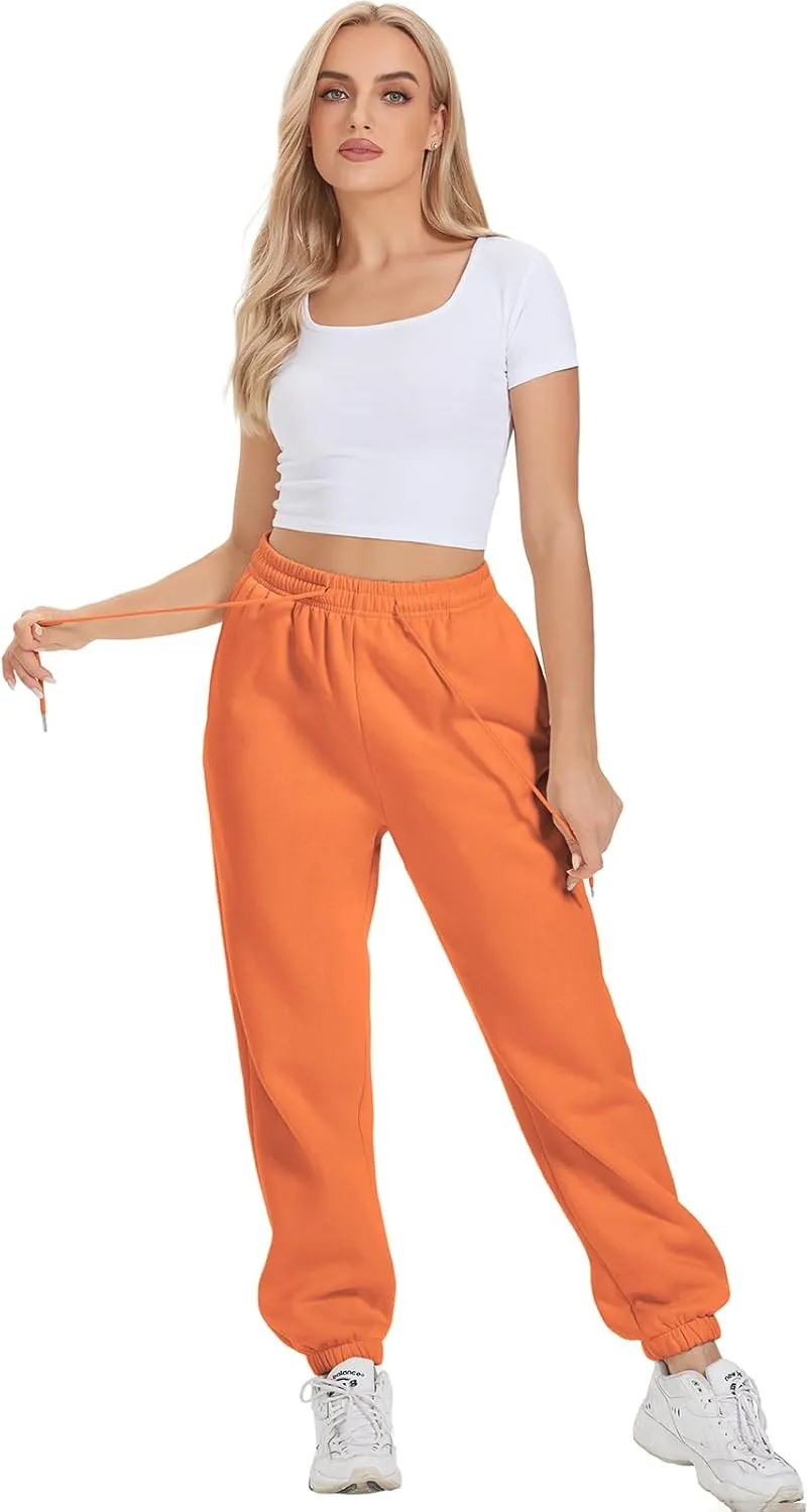 ATHMILE Sweatpants Women Fleece Pockets Winter Fall Fashion Baggy Lounge Pants Joggers