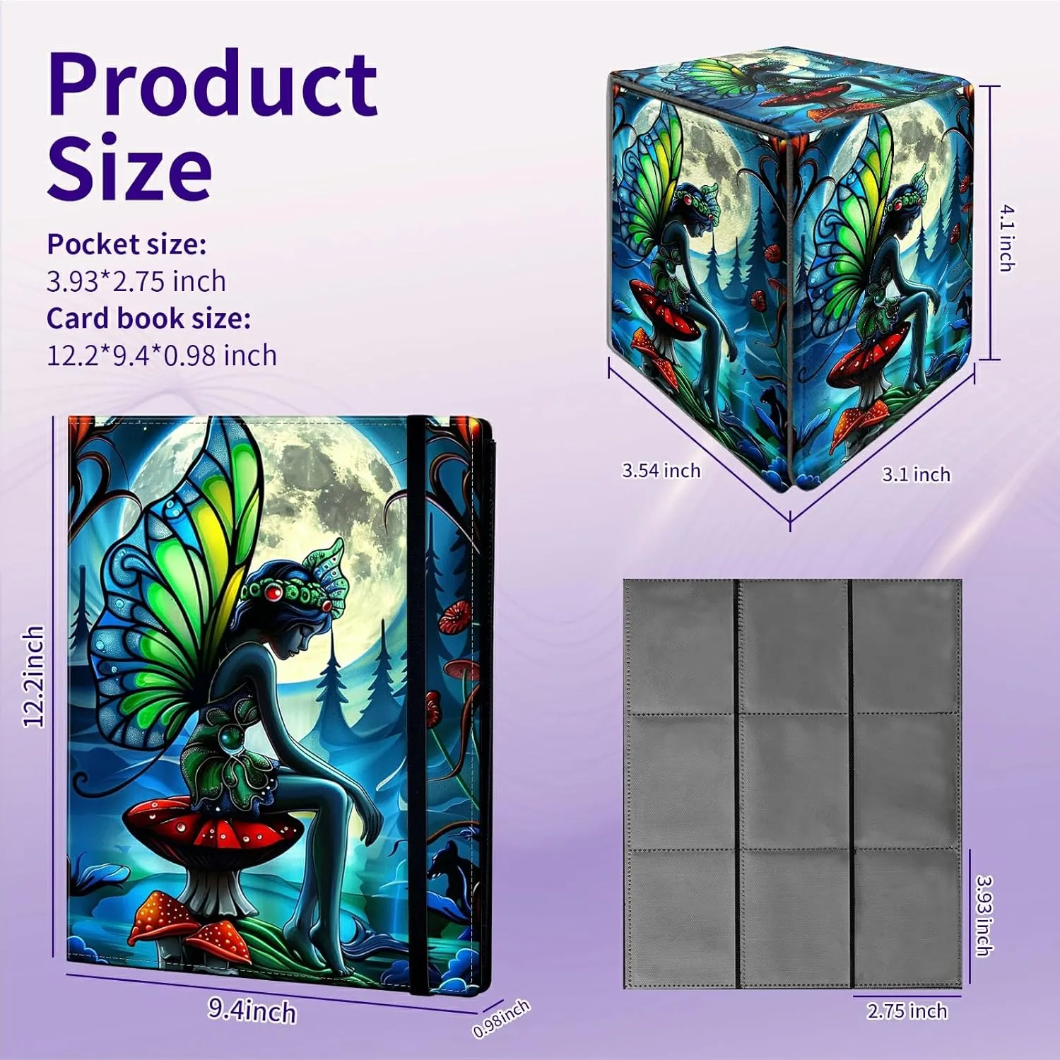 Blue Butterfly Girl Trading Card Binder, Photo Card Binder 900 Pockets with 25 Pages, Business Card Holder Organizer for MTG TCG Sports Cards Baseball Cards Collection Protection