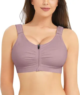 BRABIC Zip Front Closure Everyday Bra for Women Post Surgery Compression Support with Adjustable Straps Wirefree