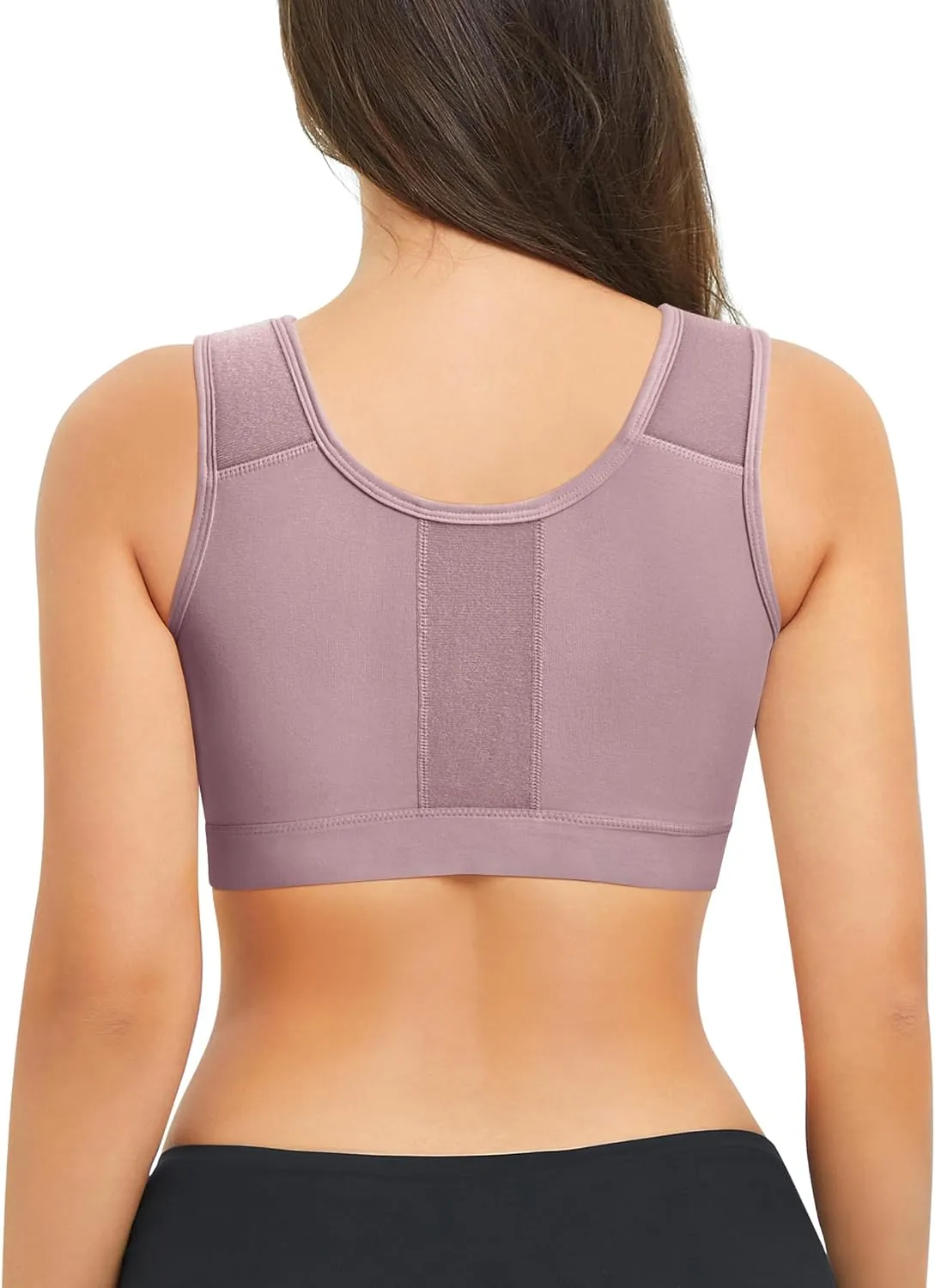 BRABIC Zip Front Closure Everyday Bra for Women Post Surgery Compression Support with Adjustable Straps Wirefree