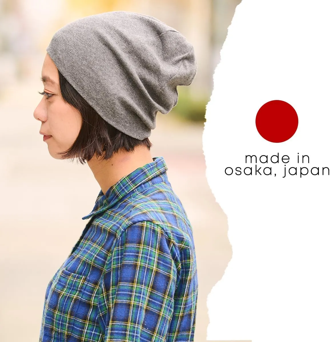 CHARM Mens Organic Cotton Beanie - Womens Slouchy Knit Hat Made in Japan