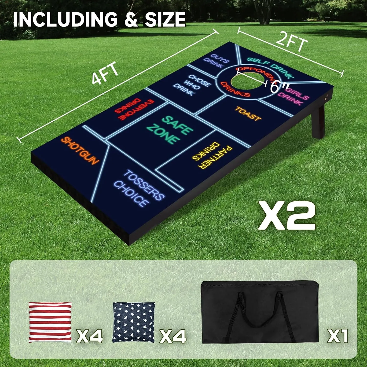 Cornhole Board Set with Carrying Bags & 8 Bean Bags Corn Hole Boards Bean Toss Game for Adults Family Outdoor Lawn Outside Backyard Games