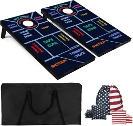 Cornhole Board Set with Carrying Bags & 8 Bean Bags Corn Hole Boards Bean Toss Game for Adults Family Outdoor Lawn Outside Backyard Games