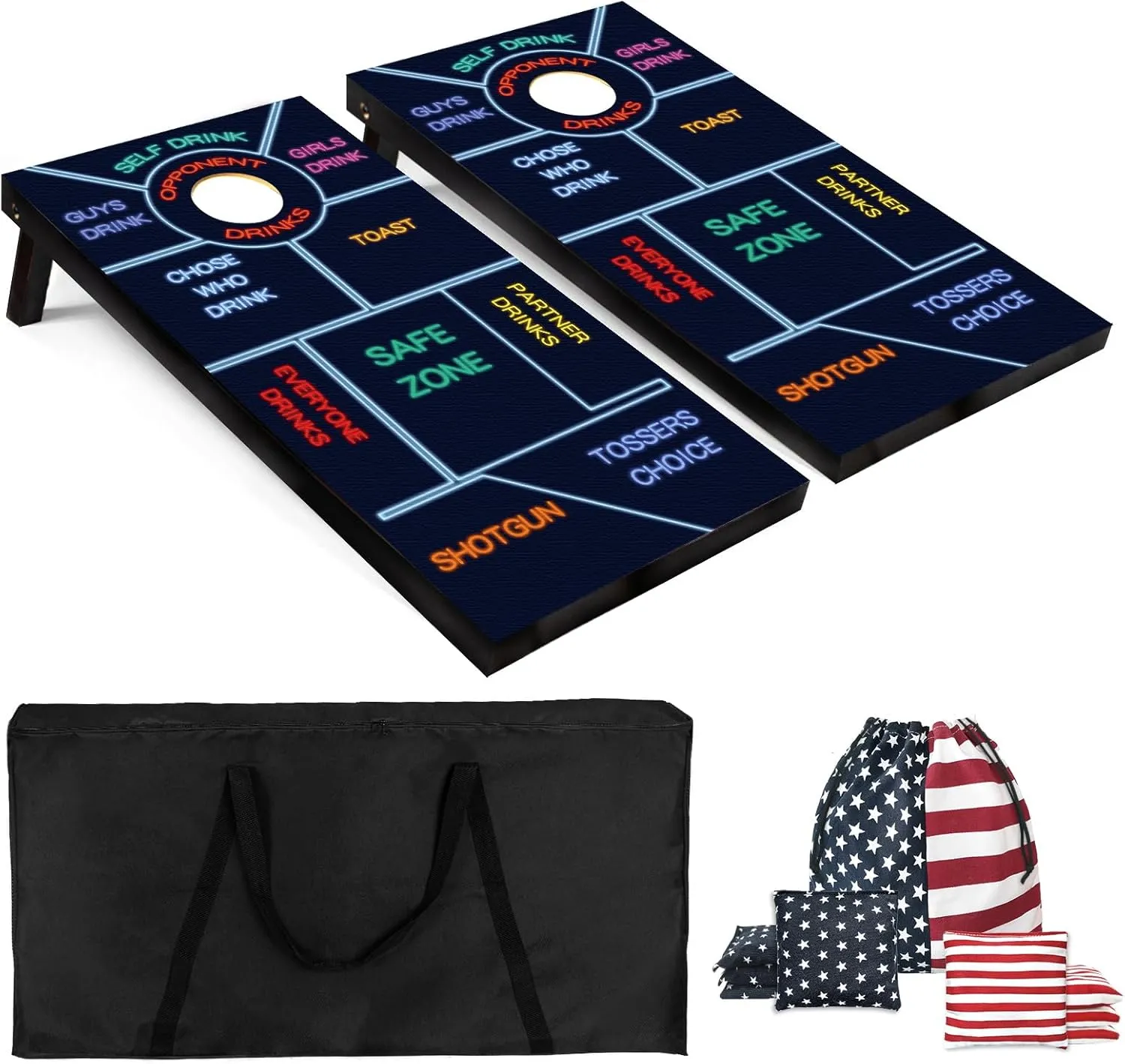Cornhole Board Set with Carrying Bags & 8 Bean Bags Corn Hole Boards Bean Toss Game for Adults Family Outdoor Lawn Outside Backyard Games