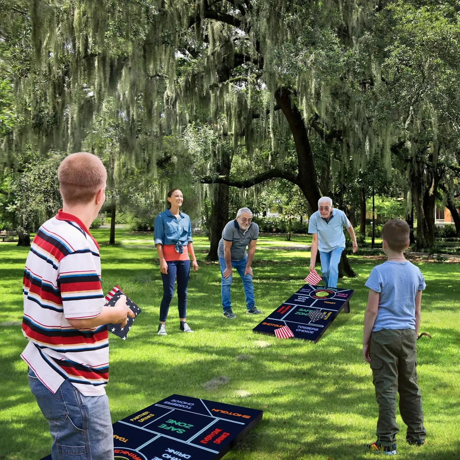 Cornhole Board Set with Carrying Bags & 8 Bean Bags Corn Hole Boards Bean Toss Game for Adults Family Outdoor Lawn Outside Backyard Games