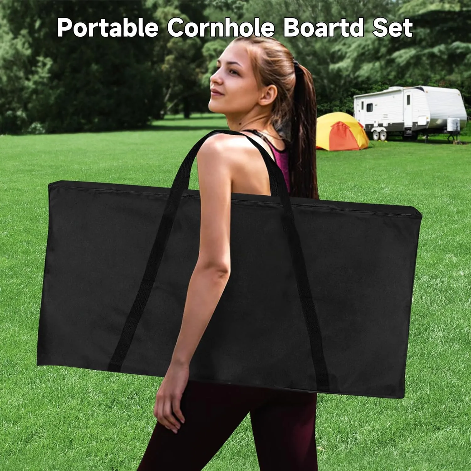 Cornhole Board Set with Carrying Bags & 8 Bean Bags Corn Hole Boards Bean Toss Game for Adults Family Outdoor Lawn Outside Backyard Games