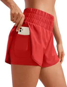 CRZ YOGA High Waisted Running Shorts for Women 3" - Split Breathable for Athletic Tennis Gym Workout with Pockets