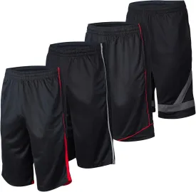 Essential Elements 4 Pack: Men's Dry-Fit Sweat Resistant Active Athletic Performance Shorts