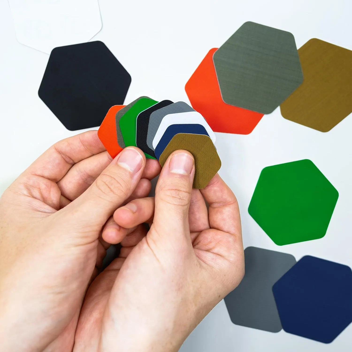 GEAR AID Tenacious Tape Hex 2.5 and 1.5 Repair Patches, Peel-and-Stick to Fix Holes and Burns in Down Jackets, Rain Gear, Tents, Tarps and More