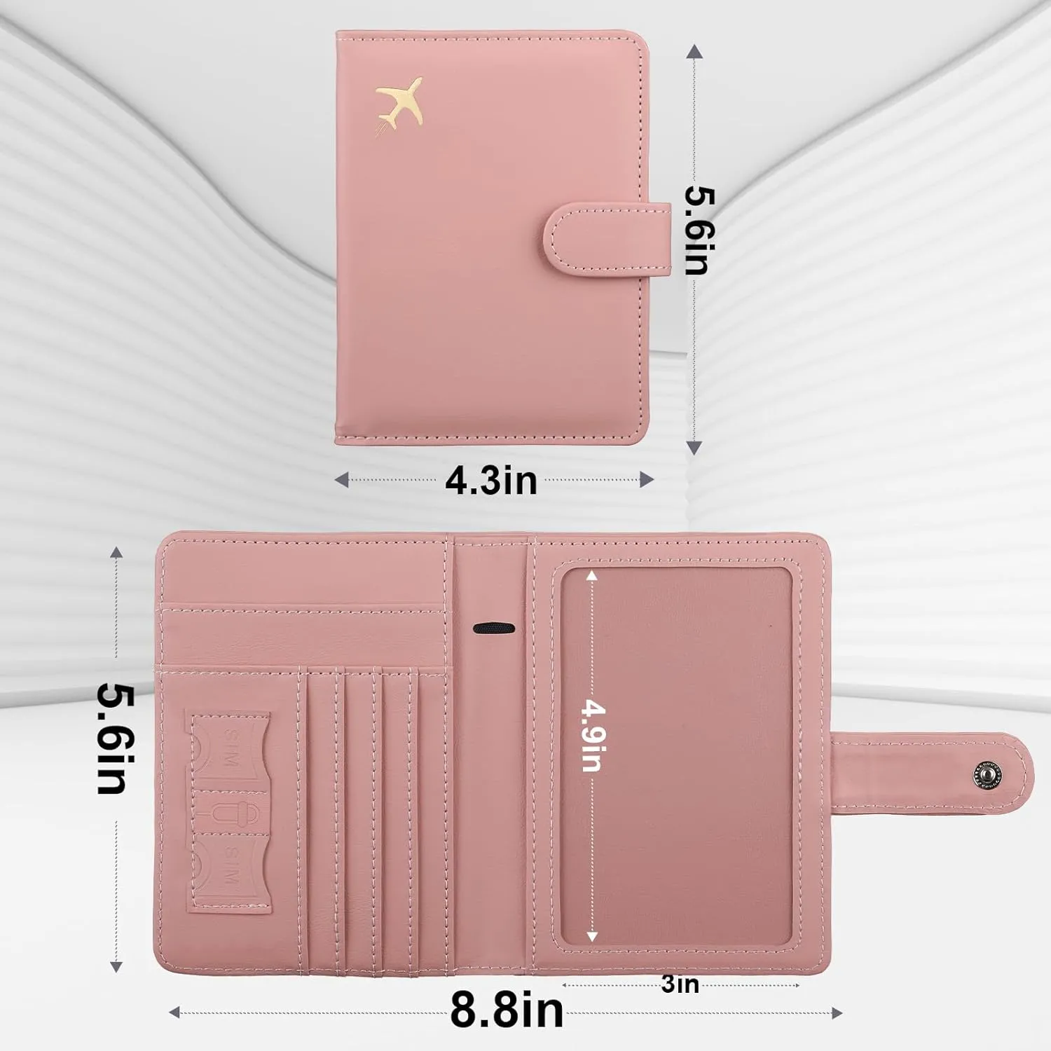 GOAUS Passport Holder for Travel with Airtag Card Slots, Money Pocket, Women Men RFID Blocking Wallet Book Case Pink