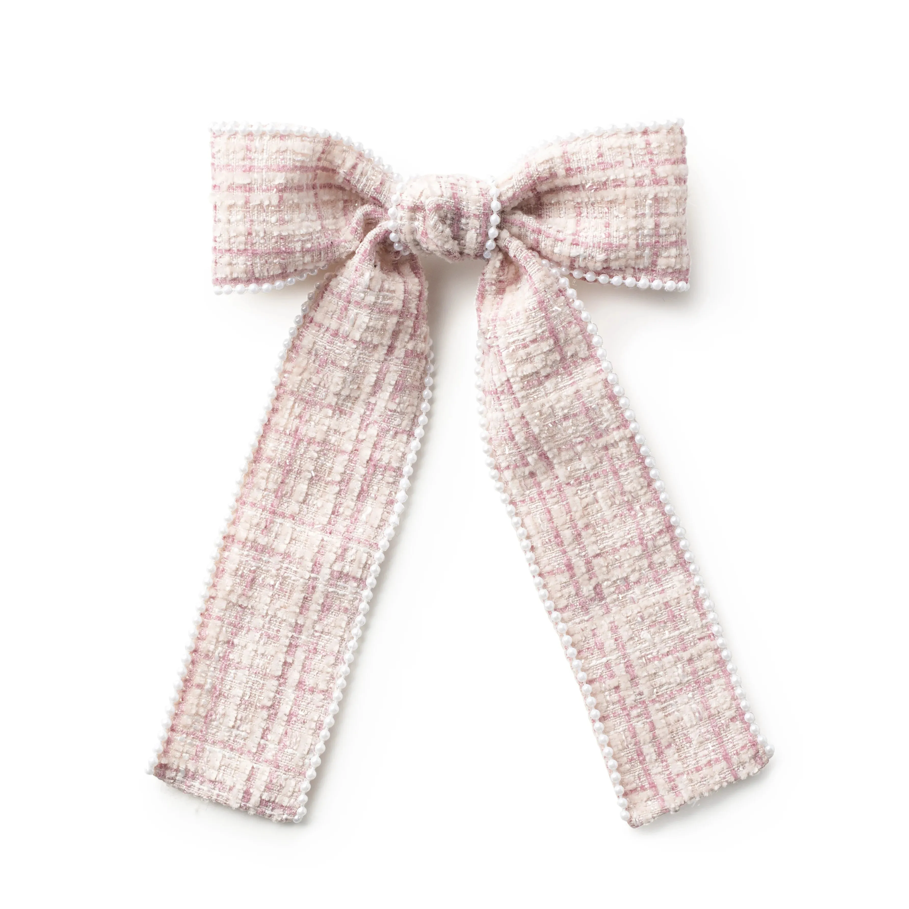 Halo Luxe Estella Tweed Pearl Trimmed Long Tail Clip - Lavender