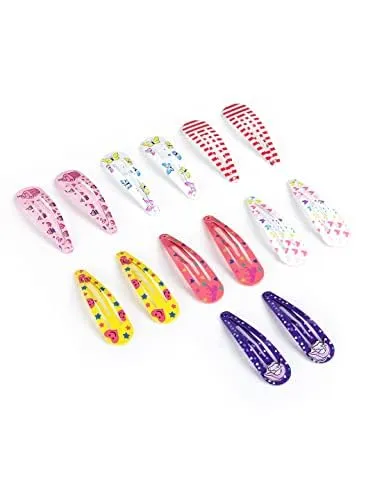 Kairangi Hair Clips for Girls Kids Hair Clip Hair Accessories for Girls Baby's 14 Pcs Printed Multicolor Snap Hair Clips Tic Tac Clips Hairclips for kids Baby Teens & Toddlers