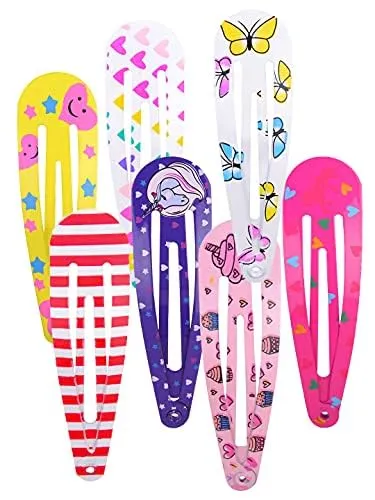 Kairangi Hair Clips for Girls Kids Hair Clip Hair Accessories for Girls Baby's 14 Pcs Printed Multicolor Snap Hair Clips Tic Tac Clips Hairclips for kids Baby Teens & Toddlers