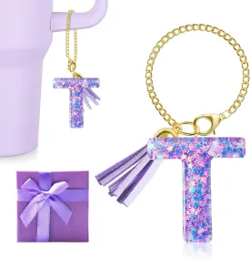 Letter Charm for Stanley Cup, 1PCS Purple Tumbler Accessories Charm for Handle, Initial Charm for Girls Women