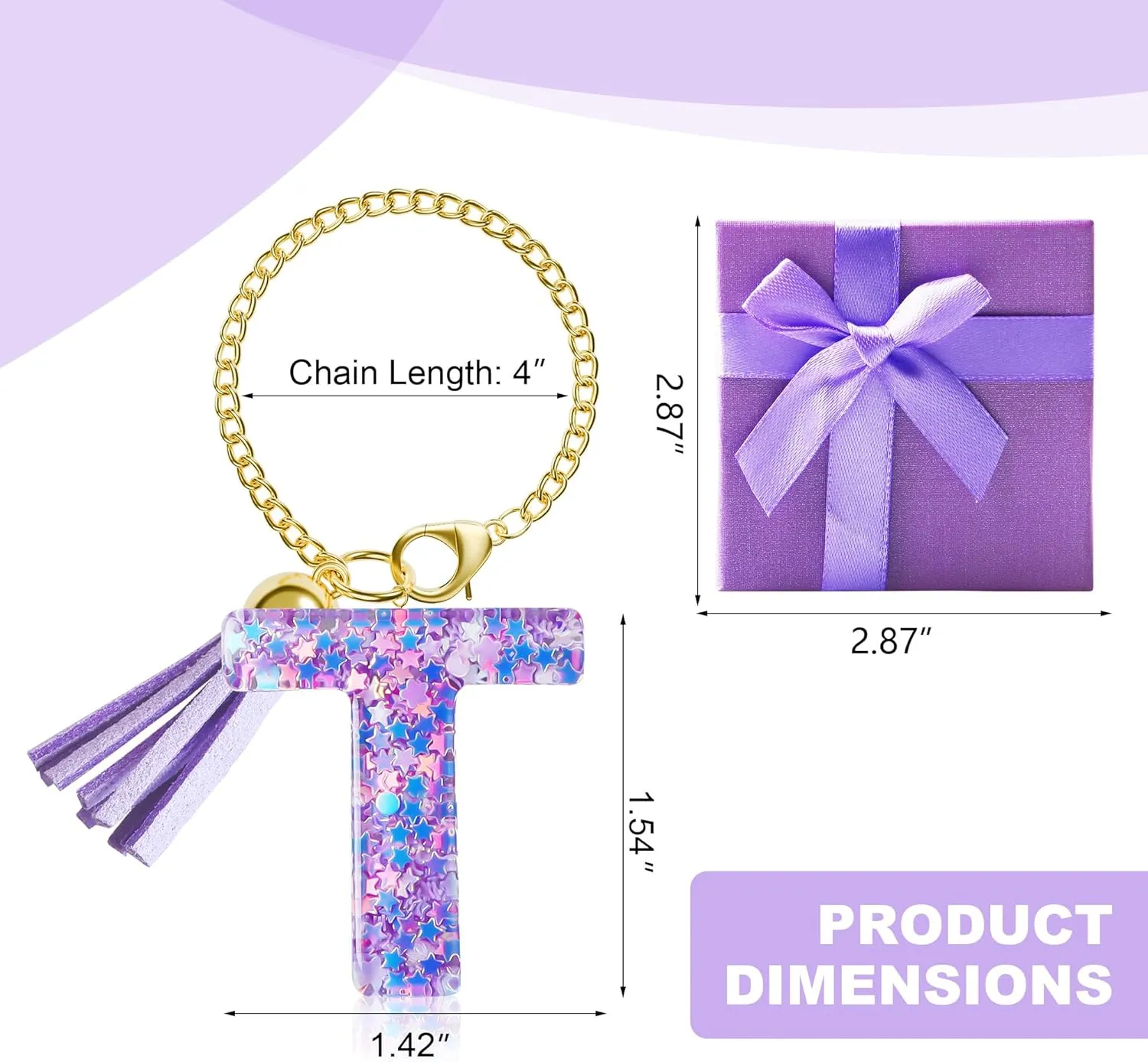 Letter Charm for Stanley Cup, 1PCS Purple Tumbler Accessories Charm for Handle, Initial Charm for Girls Women