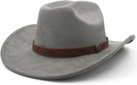 LIDHAY Cowboy Hat for Women Men Wide Brim Cowboy Cowgirl Hats Western Suede Cattleman Cowboy Hats