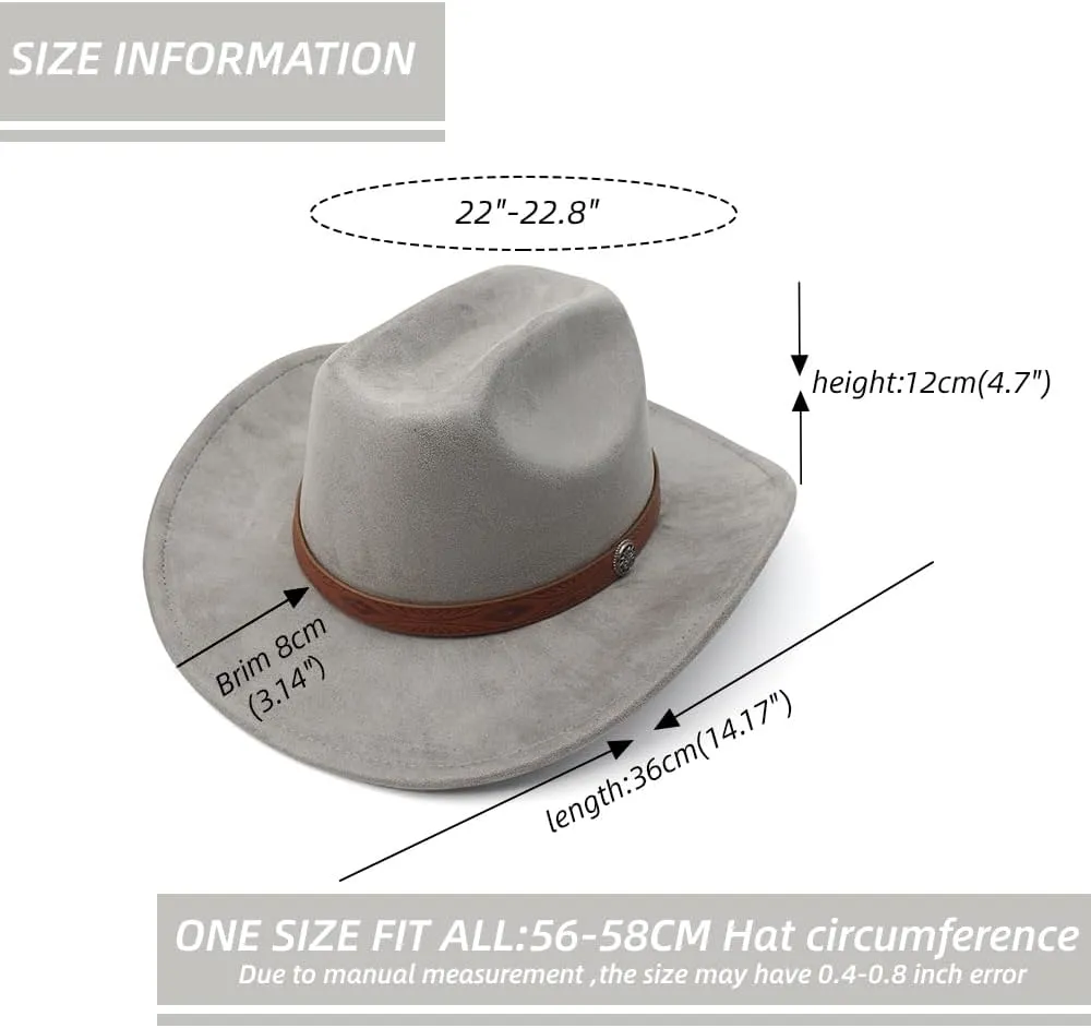 LIDHAY Cowboy Hat for Women Men Wide Brim Cowboy Cowgirl Hats Western Suede Cattleman Cowboy Hats