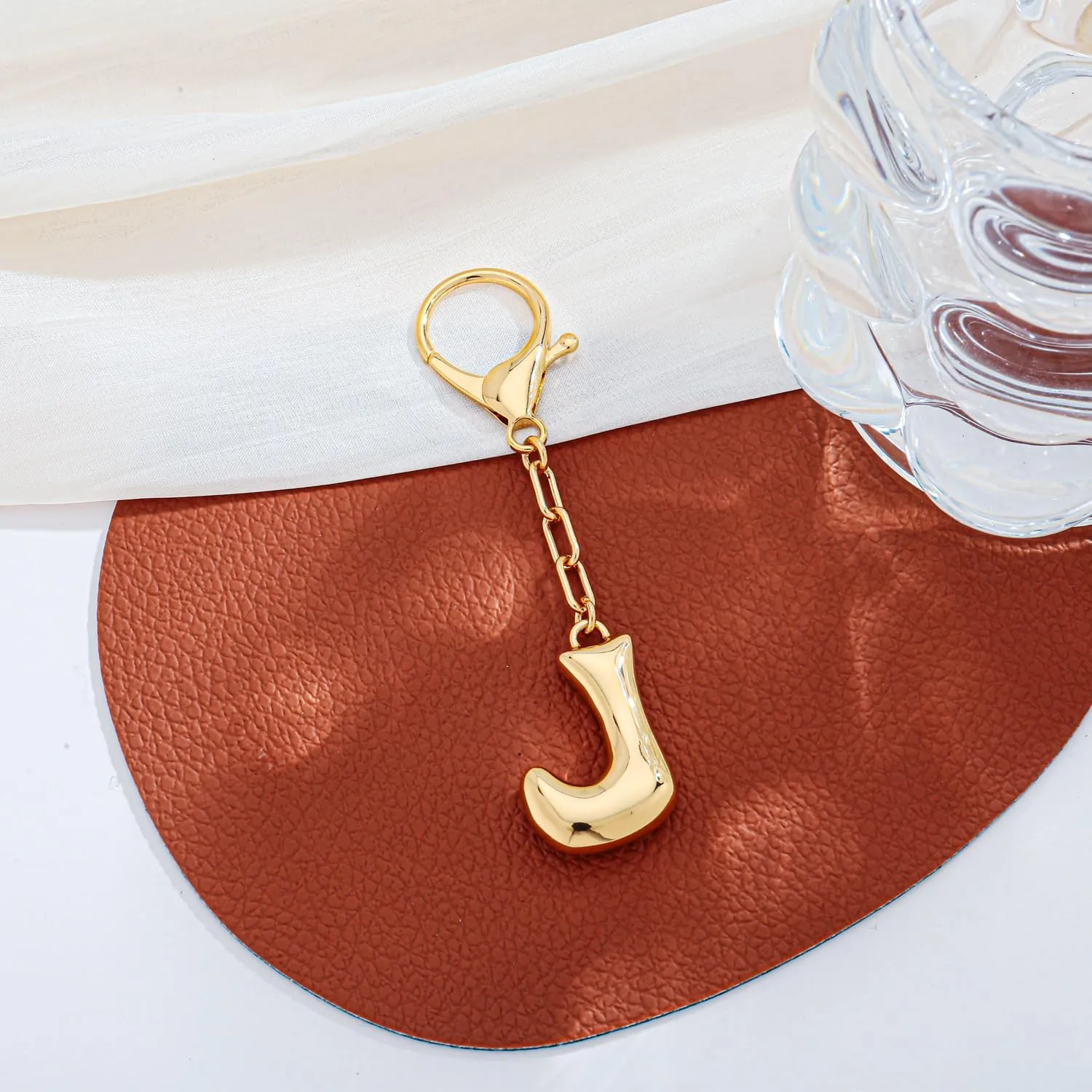 LILIE&WHITE Gold Bubble Initial Keychain For Women Handbag Charms Fashion Alphabet Keychain Accessories Gift
