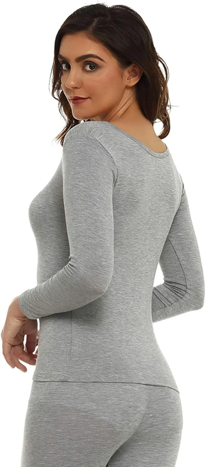 Mcilia Women's Ultrathin Modal Round Neck Long Sleeve Thermal Top/Shirt