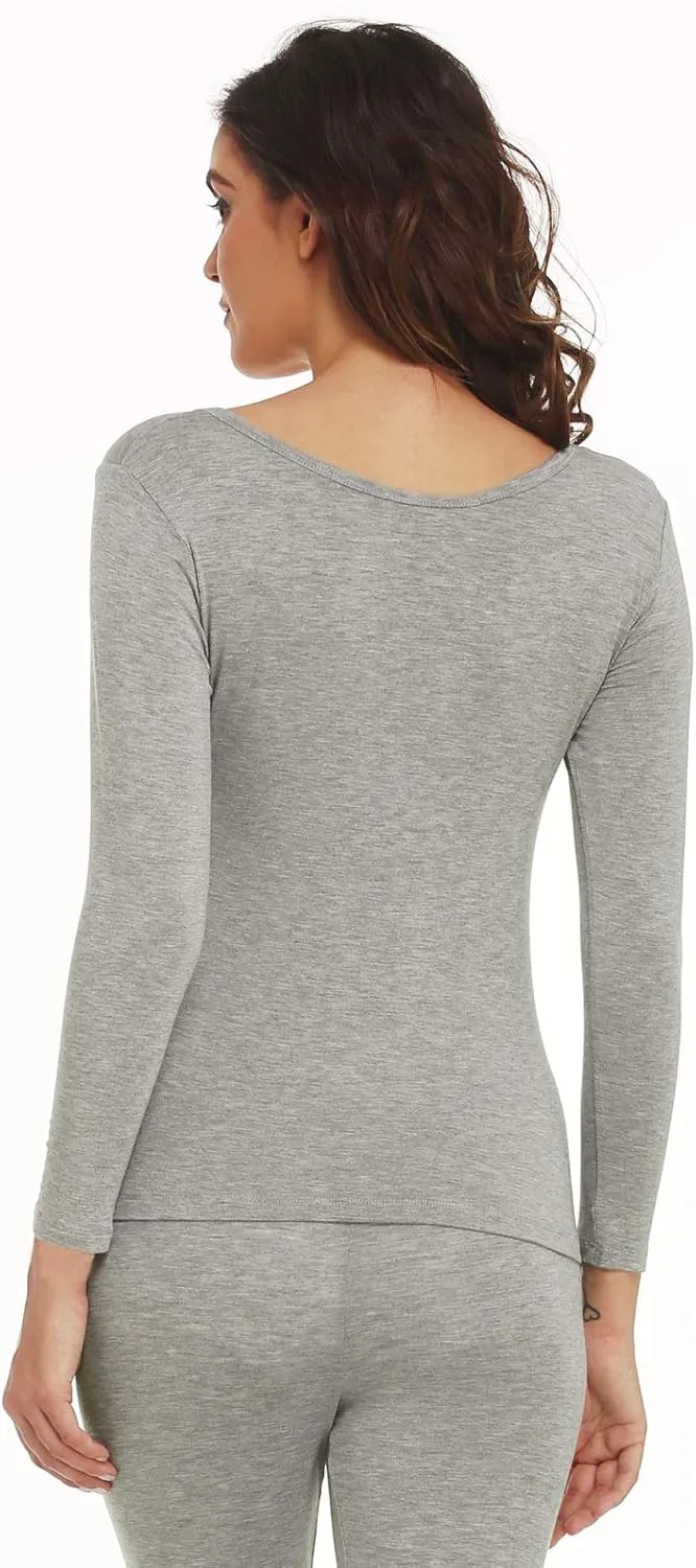 Mcilia Women's Ultrathin Modal Round Neck Long Sleeve Thermal Top/Shirt