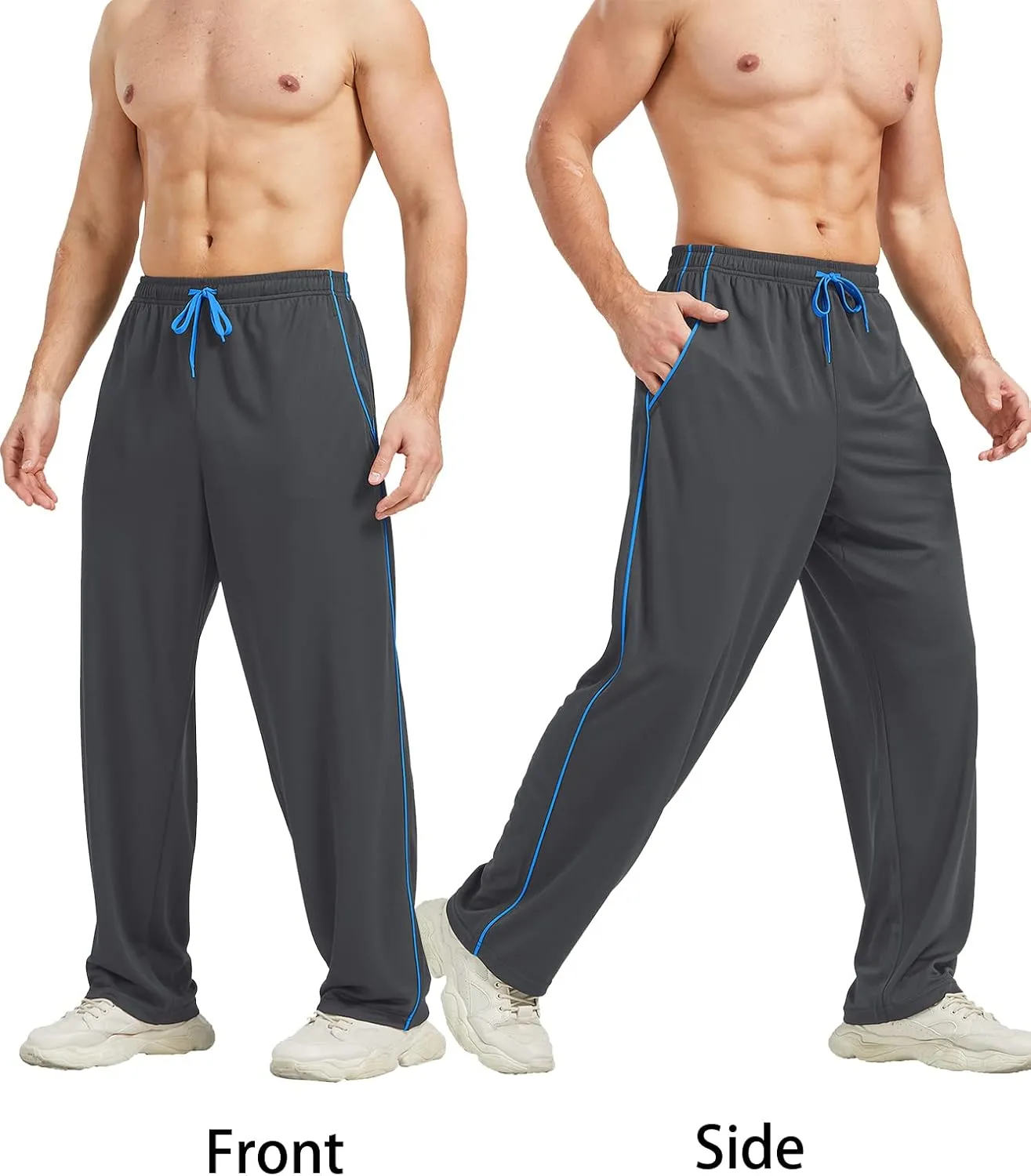 Men's Athletic Pant with Pockets Open Bottom Sweatpants for Men Workout, Exercise, Running