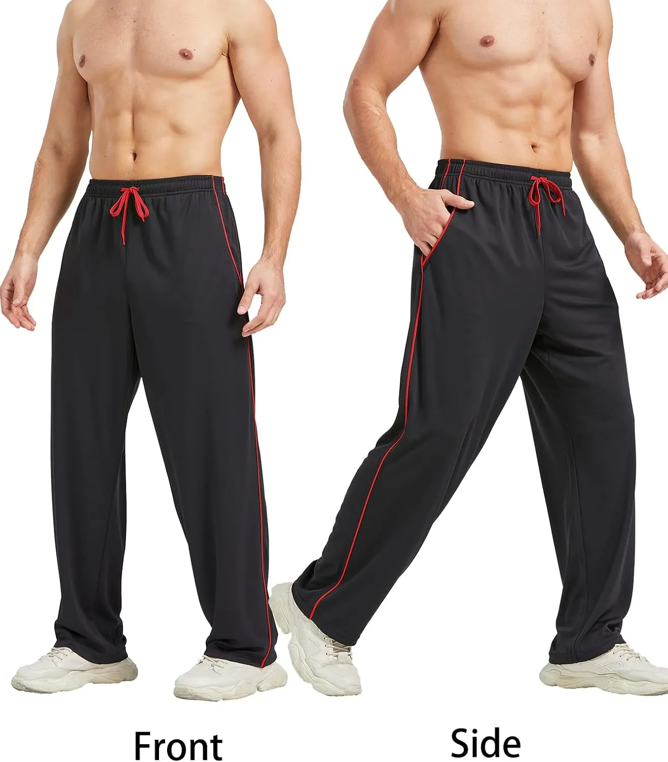 Men's Athletic Pant with Pockets Open Bottom Sweatpants for Men Workout, Exercise, Running