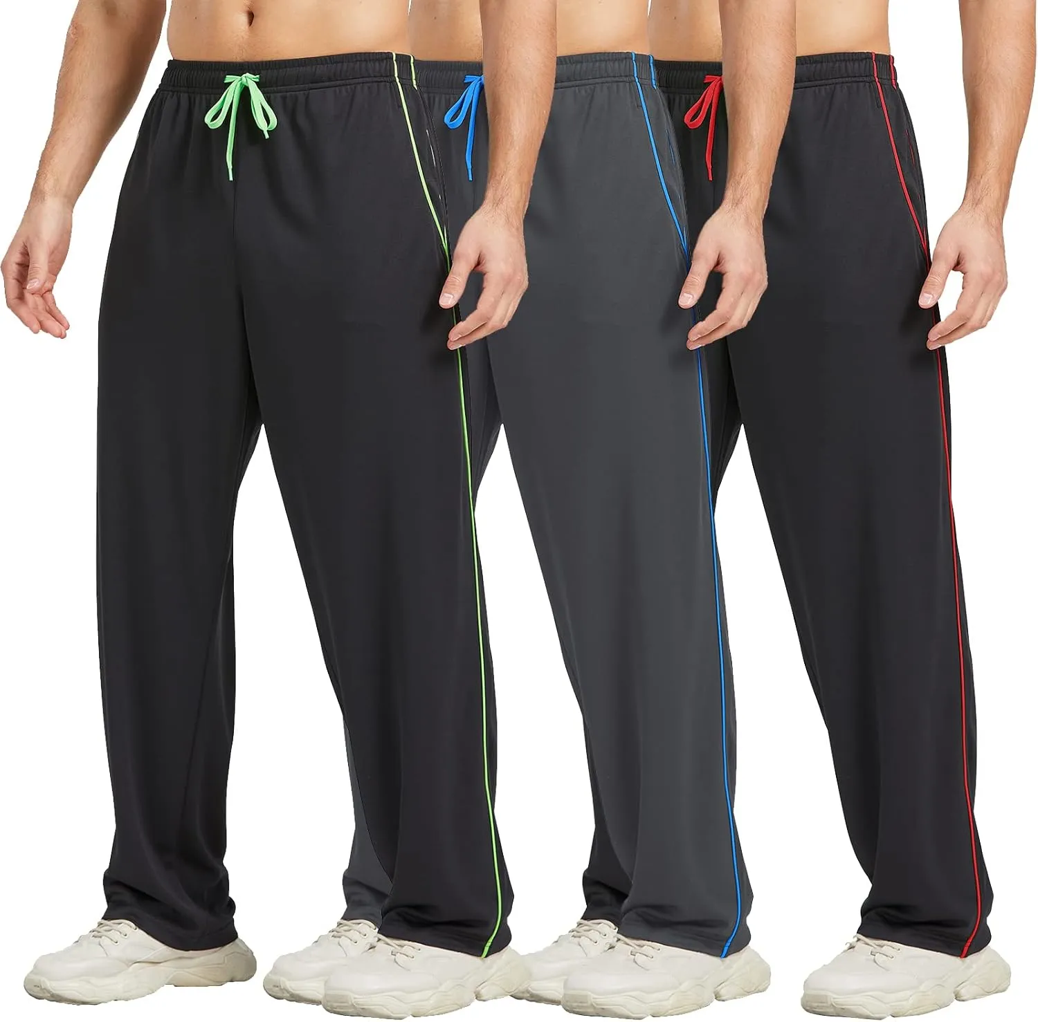 Men's Athletic Pant with Pockets Open Bottom Sweatpants for Men Workout, Exercise, Running