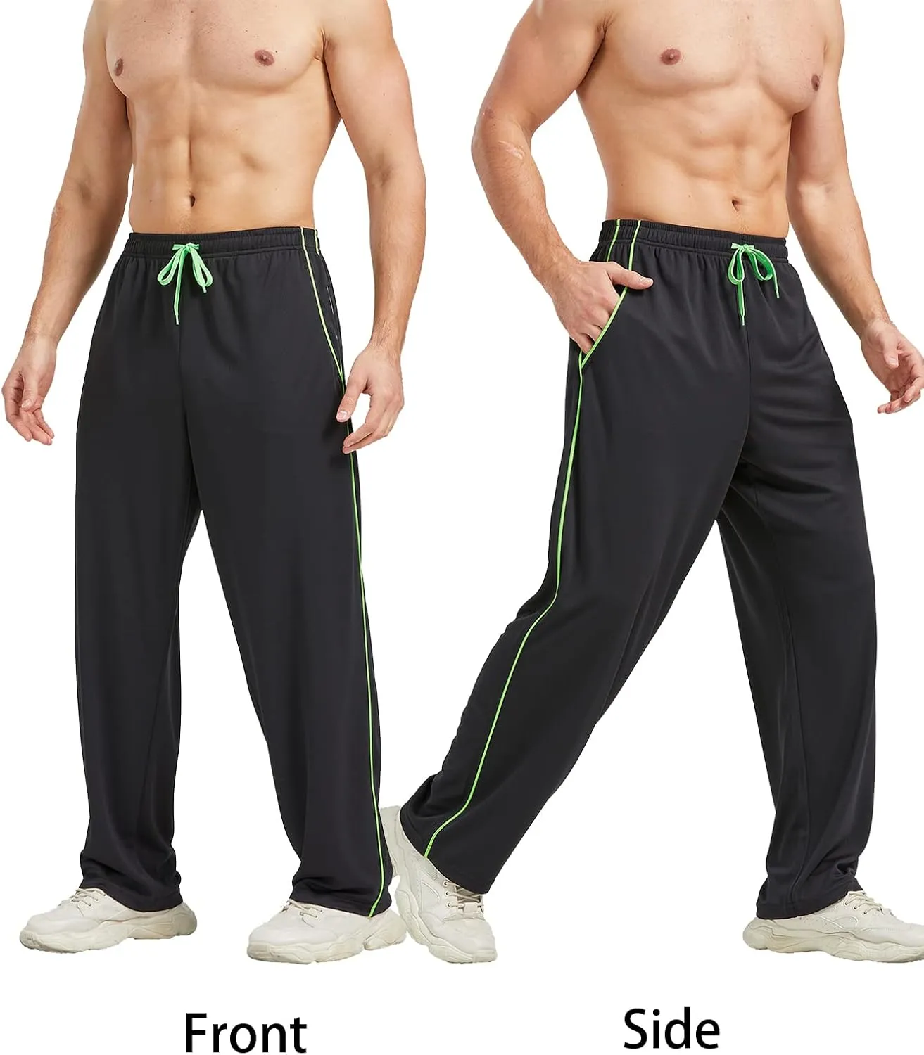 Men's Athletic Pant with Pockets Open Bottom Sweatpants for Men Workout, Exercise, Running