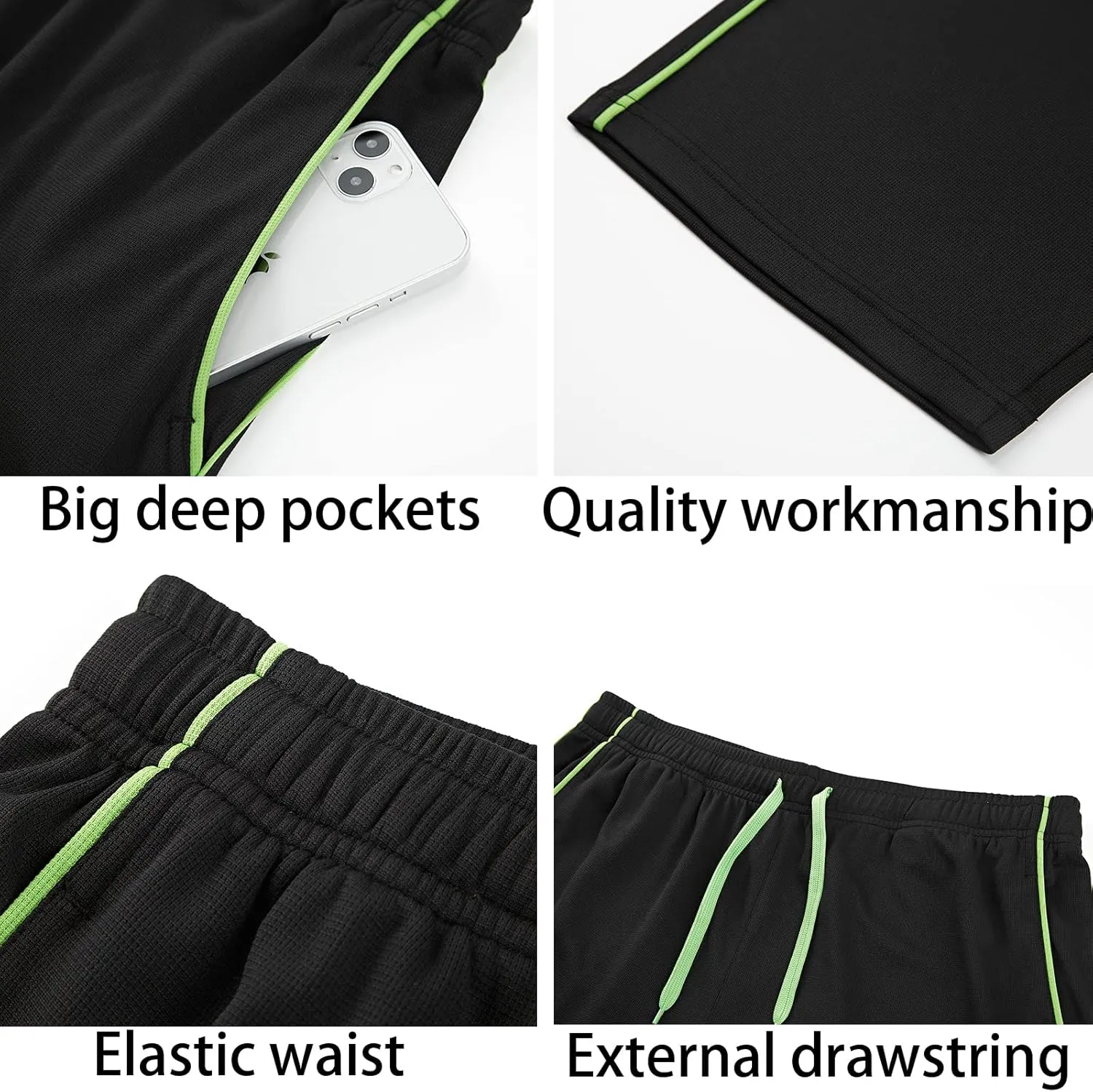 Men's Athletic Pant with Pockets Open Bottom Sweatpants for Men Workout, Exercise, Running