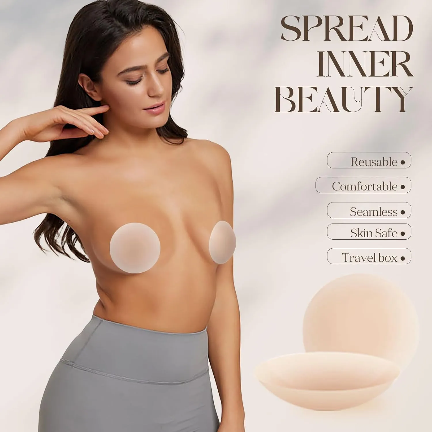 Moulyan Cakes Body Nipple Covers,Nipple Covers for Women,Silicone Cake Nipple Cover No Show Reusable Nipple Pastie Sticky Bra