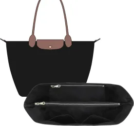 New DupontPaper Purse Organizer Insert Compatible with Longchamp Le Pliage Large Tote Handbag Insert (Full Black, Large)