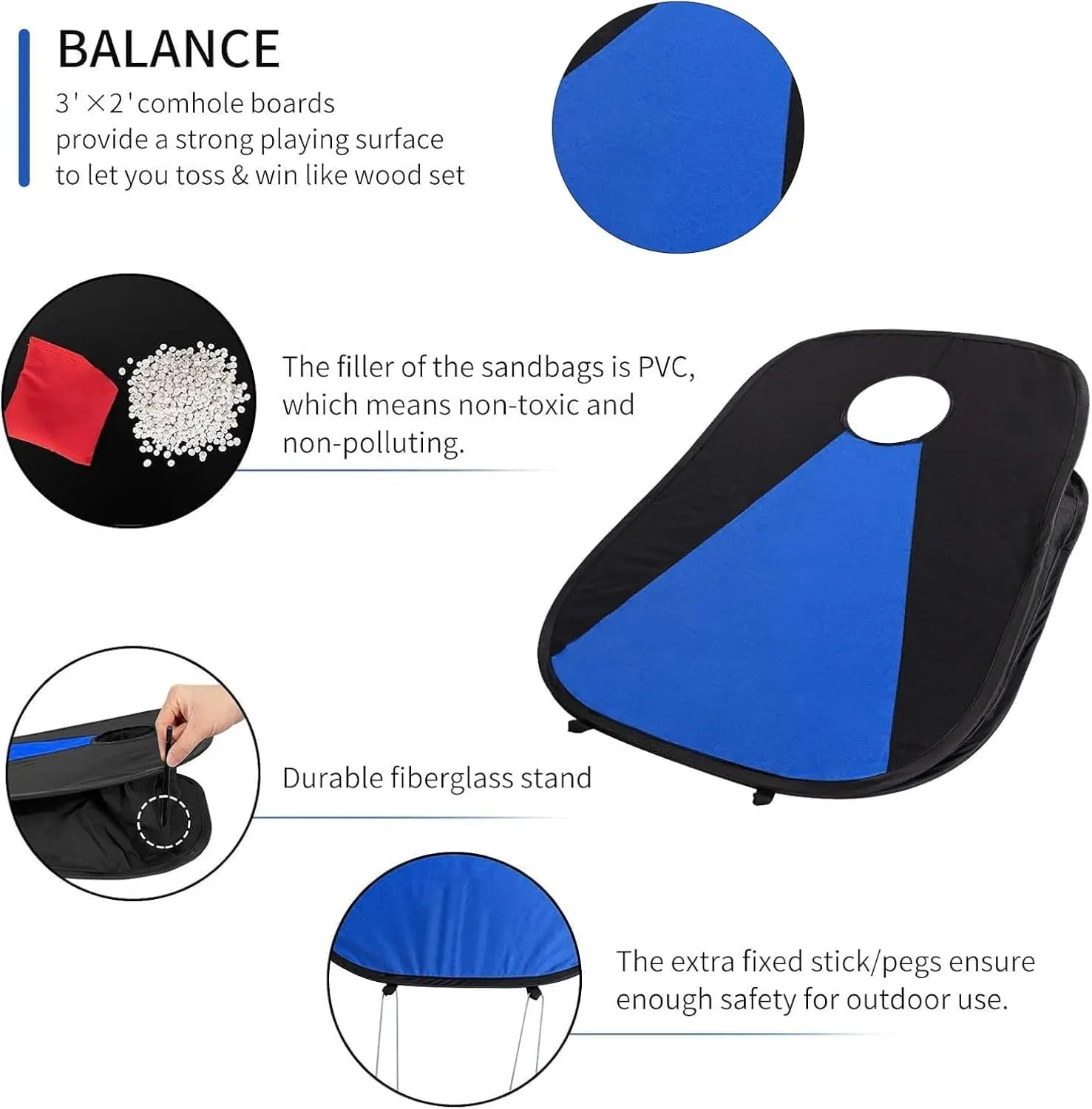 Portable PVC Framed Cornhole Game Set