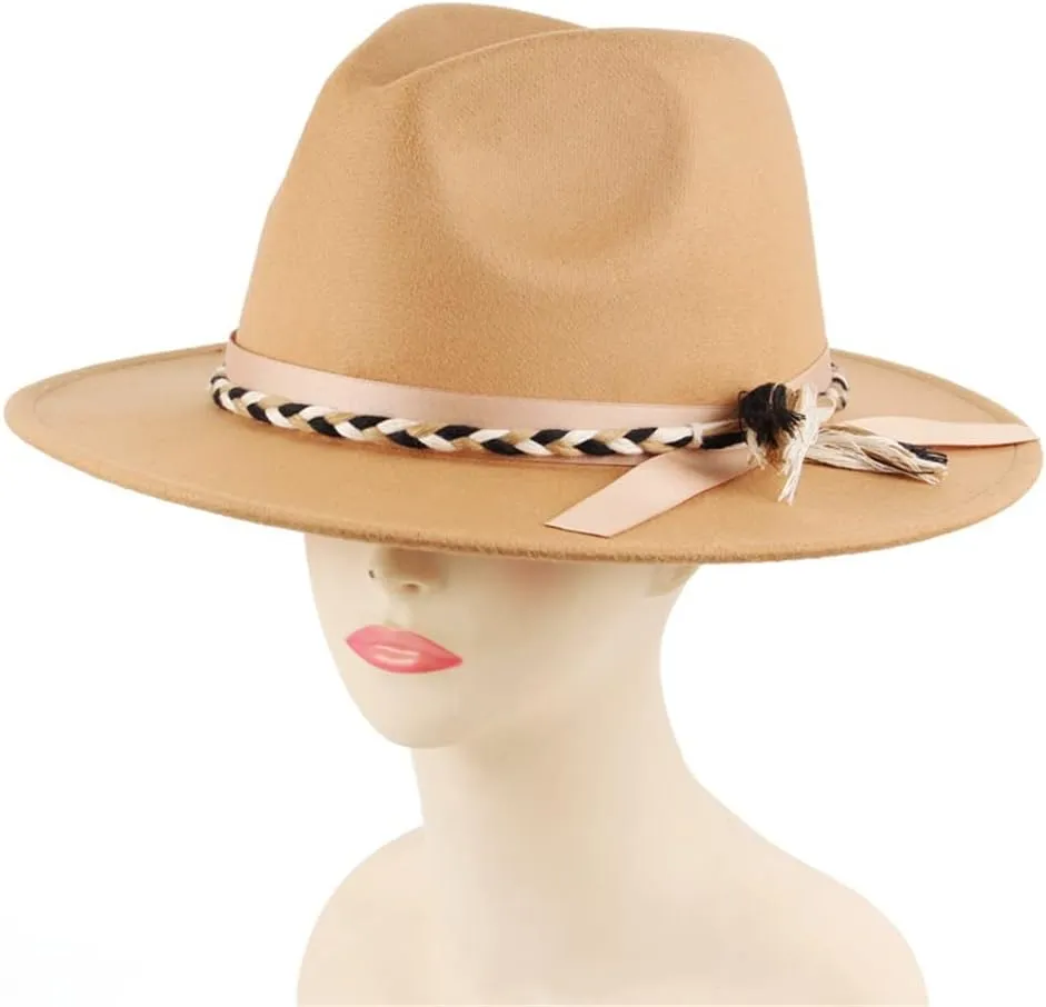 PTEXTU Women's Autumn and Winter Woolen Imitation Felt Hat Fashion British Jazz Hat Multi-Color