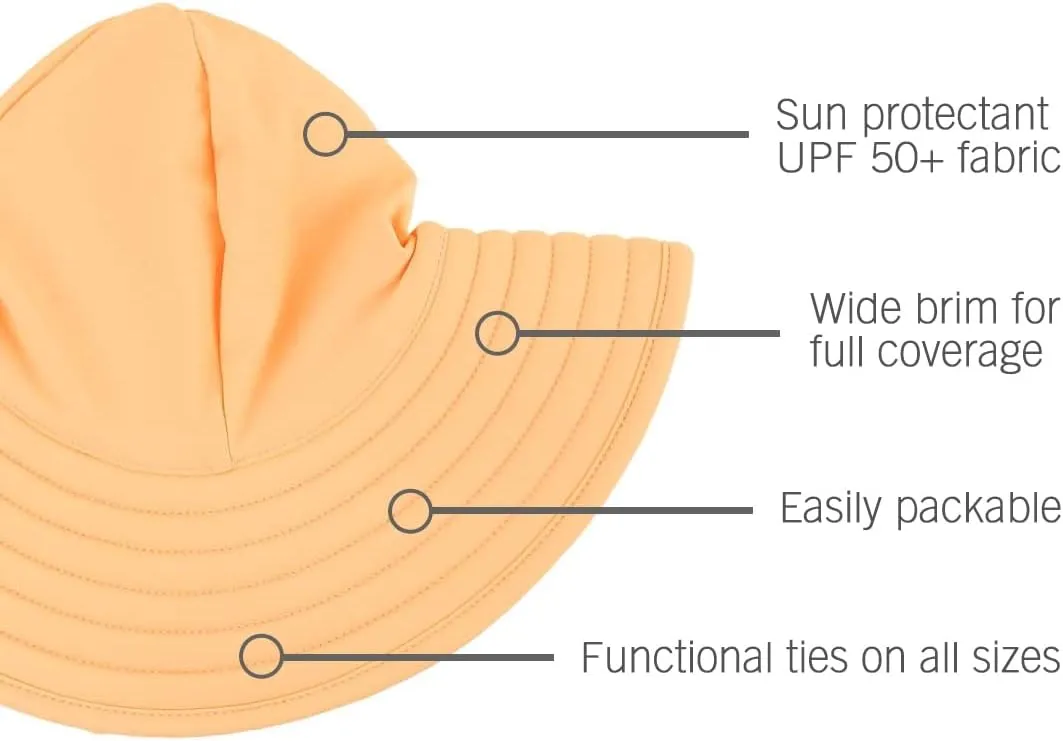 RuffleButts Baby/Toddler Girls UPF 50  Sun Protective Wide Brim Swimwear Sun Hat