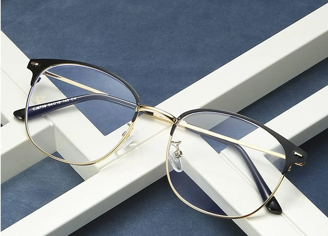 Shiratori New Vintage Fashion Half Frame Semi-Rimless Clear Lens Glasses