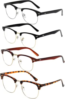 Shiratori New Vintage Fashion Half Frame Semi-Rimless Clear Lens Glasses