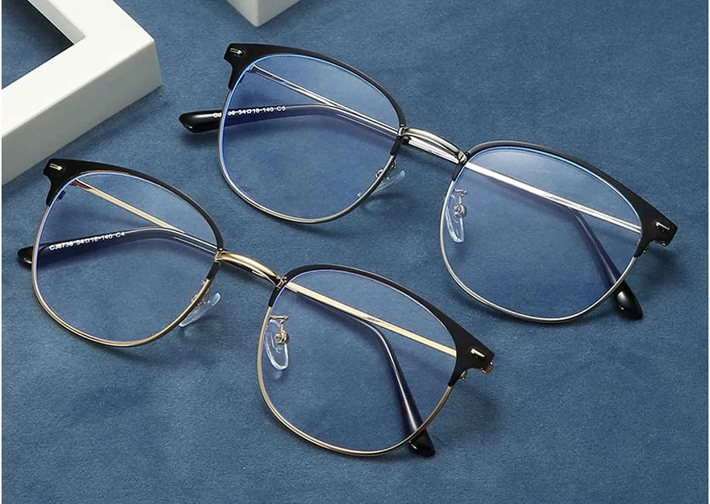 Shiratori New Vintage Fashion Half Frame Semi-Rimless Clear Lens Glasses