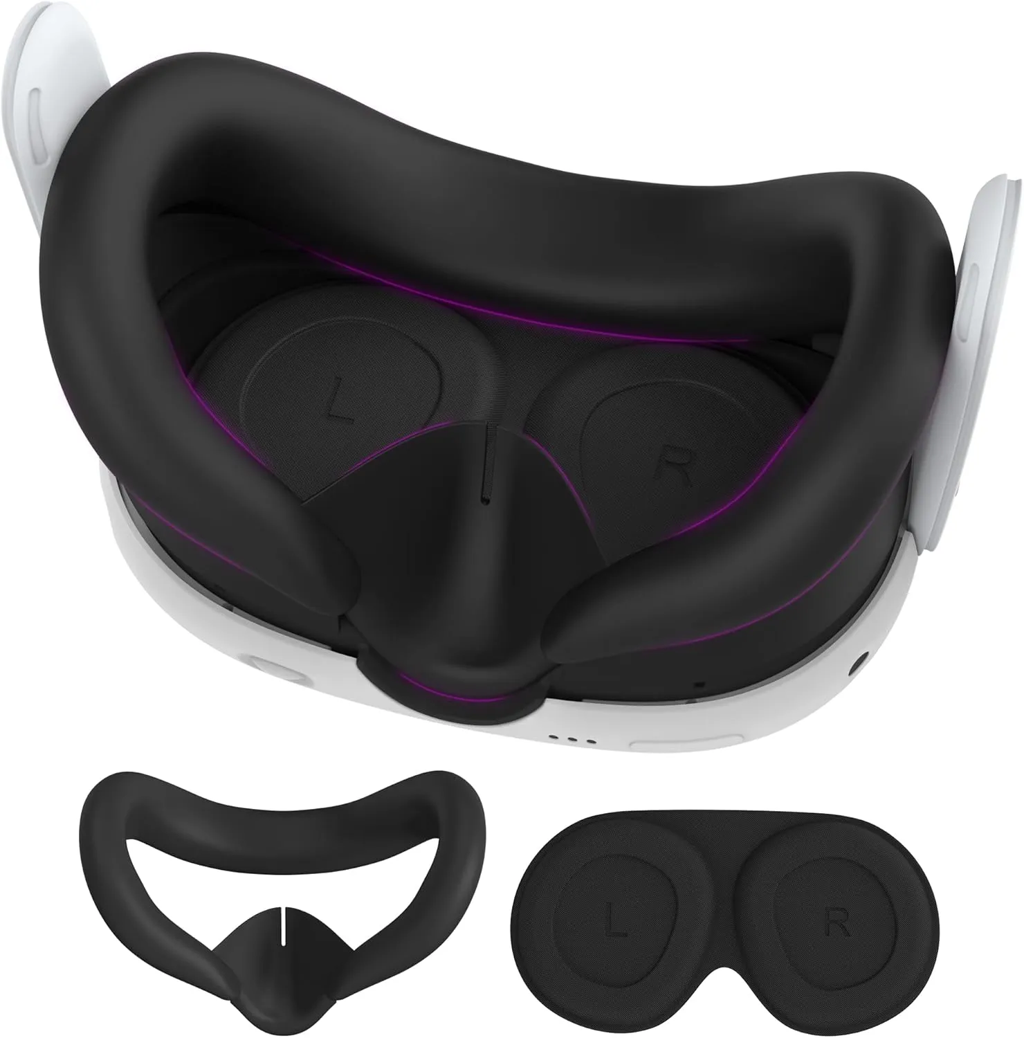 Silicone Cover for Meta Quest 3 Face Pad with Lens Covers Protectors Washable VR Silicone Covers for Oculus Quest 3 Face Cushion Cover