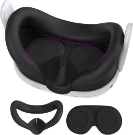 Silicone Cover for Meta Quest 3 Face Pad with Lens Covers Protectors Washable VR Silicone Covers for Oculus Quest 3 Face Cushion Cover
