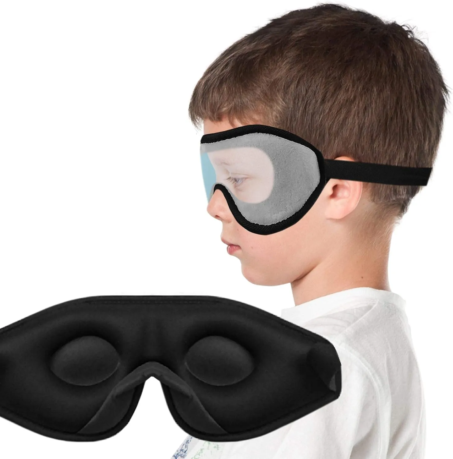 Sleep Mask for Kids with Blockout Light - Memory Foam 3D Contoured Eye Mask - Eye Cover & Travel Sleep Mask, Blindfolds for Kids, Girls, Boys (Pink)