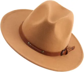 Stylish Flat Hat Wide Brim Woolen Hat for Women Men Casual Party Wear Elegant Design Khaki